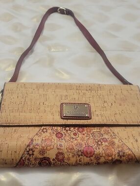 Portugal Floral Cork Shoulder Bag in Beige and Brown